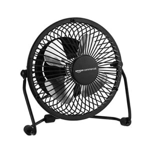 amazoncommercial 4-inch table fan with power adapter and usb cable