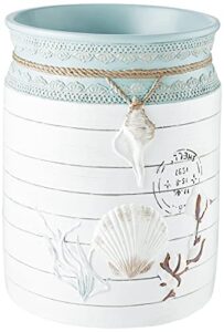 avanti linens - waste basket, decorative trash can for home or office, farmhouse chic bathroom accessories (farmhouse shell collection)
