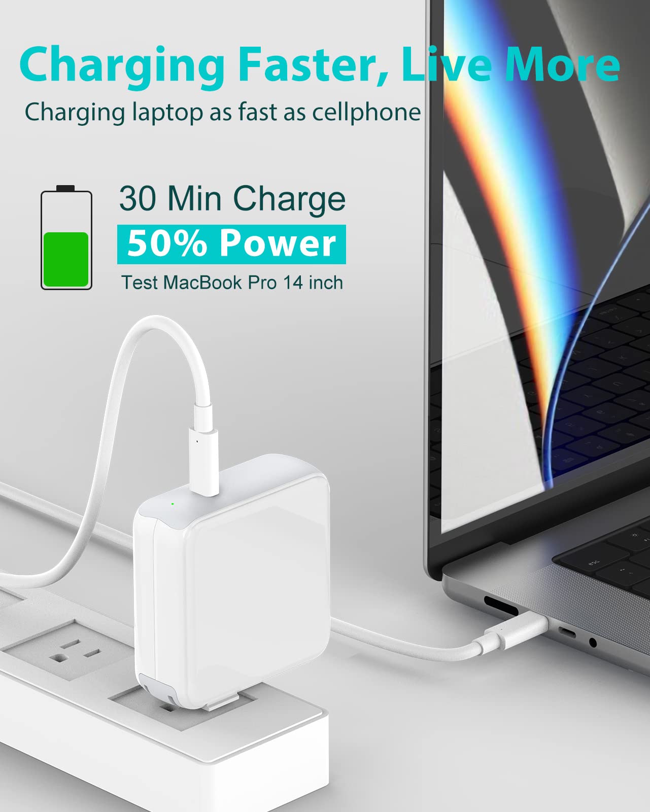 Charger for MacBook Pro 10FT, 96W USB C Charger Power Adapter for MacBook Pro 16, 15, 14, 13 inch 2023, 2022 2021, 2020, 2019, M1 M2 MacBook Air, LED, 5A USB-C Cable Charging as Fast as MagSafe 3