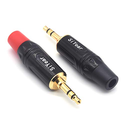 SiYear 3-Pole 3.5mm Stereo Headphone Jack Male Plug Repair Replacement Solder Adapter, 3.5mm (1/8inch ) Solder Type DIY Audio Cable Connector(2PACK)