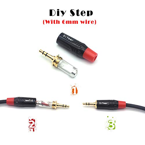 SiYear 3-Pole 3.5mm Stereo Headphone Jack Male Plug Repair Replacement Solder Adapter, 3.5mm (1/8inch ) Solder Type DIY Audio Cable Connector(2PACK)