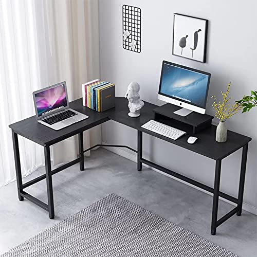 Umekesa L Shaped Desk Black Corner Computer Desk for Home Office Gaming L Desk Study Writing Table PC Laptop Workstation, Modern Design L Desk