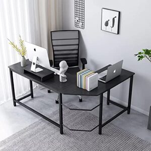 Umekesa L Shaped Desk Black Corner Computer Desk for Home Office Gaming L Desk Study Writing Table PC Laptop Workstation, Modern Design L Desk