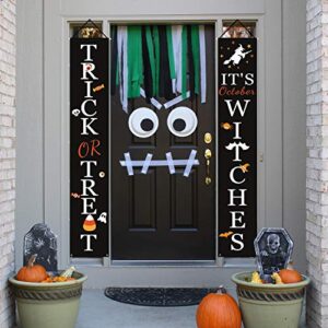 Halloween Decorations Outdoor | Trick or Treat & It's October Witches Front Porch Banners for Halloween Porch Decor | Fall Decor | Halloween Decorations Indoor