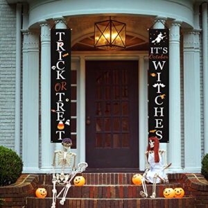 Halloween Decorations Outdoor | Trick or Treat & It's October Witches Front Porch Banners for Halloween Porch Decor | Fall Decor | Halloween Decorations Indoor