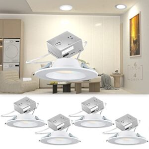 led recessed lighting 6 inch, dimmable led can light with 3000k/4000k/5000k switchable, can-killer led downlight light fixtures cri90 1200lm (110w eqv.) brightness-ic rate (4pack)