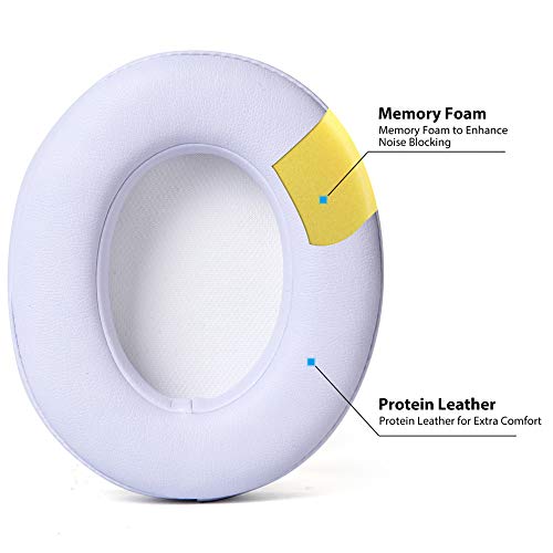 Professional Replacement Ear Pads for Beats Studio/Compatible with Studio Wired B0500 / Wireless B0501 / Studio 2 and Studio 3/Soft Protein Leather/Noise Isolation Memory Foam (White)