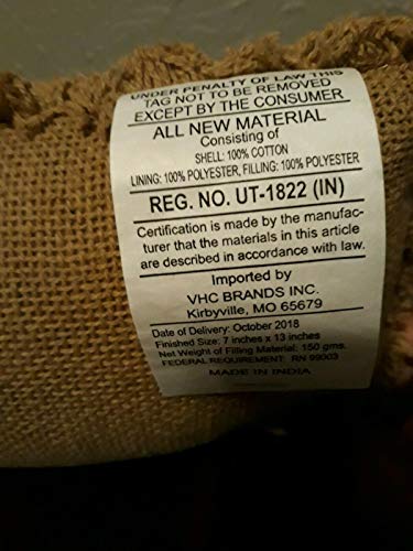 VHC Brands 6166 Burlap Natural Always Kiss Me Goodnight 7" x 13" Pillow