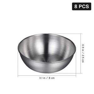 Healeved 8pcs Stainless Steel Sauce Dishes Round Seasoning Dishes Sushi Dipping Bowls Saucers Bowl Mini Appetizer Plates Seasoning Dish Saucer Plates Mini Bowls 3.15 Inch