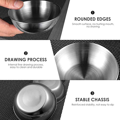 Healeved 8pcs Stainless Steel Sauce Dishes Round Seasoning Dishes Sushi Dipping Bowls Saucers Bowl Mini Appetizer Plates Seasoning Dish Saucer Plates Mini Bowls 3.15 Inch