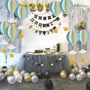 Hot Air Balloon Garland Decorations - 8 Pack Large Size Pastel Cloud Hot Air Balloon 3D Paper Garland Hanging Decorations for Wedding, Birthday, Baby Shower, Christmas Party - Blue