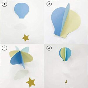 Hot Air Balloon Garland Decorations - 8 Pack Large Size Pastel Cloud Hot Air Balloon 3D Paper Garland Hanging Decorations for Wedding, Birthday, Baby Shower, Christmas Party - Blue