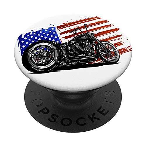 Vintage American USA Flag Motorcycle PopSockets PopGrip: Swappable Grip for Phones & Tablets