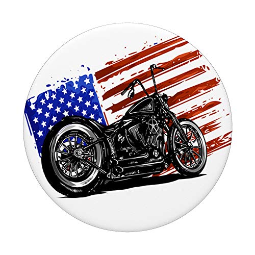 Vintage American USA Flag Motorcycle PopSockets PopGrip: Swappable Grip for Phones & Tablets