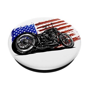 Vintage American USA Flag Motorcycle PopSockets PopGrip: Swappable Grip for Phones & Tablets