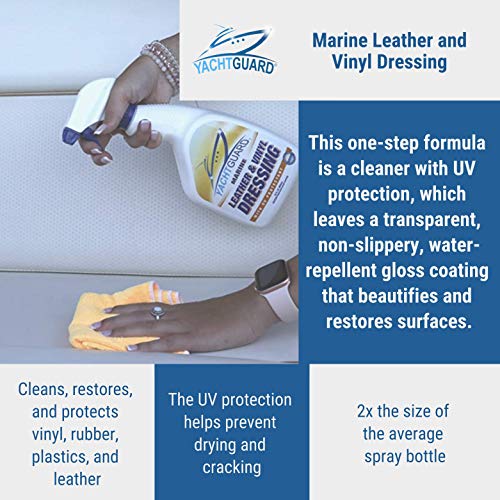 YachtGUARD Marine Leather & Vinyl Dressing - Boat Vinyl Cleaner And Protectant for Leather and Vinyl Surfaces on Boat Seats, Jet Skis or for Interior Car Detailing (32 Oz Spray Bottle)