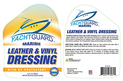 YachtGUARD Marine Leather & Vinyl Dressing - Boat Vinyl Cleaner And Protectant for Leather and Vinyl Surfaces on Boat Seats, Jet Skis or for Interior Car Detailing (32 Oz Spray Bottle)