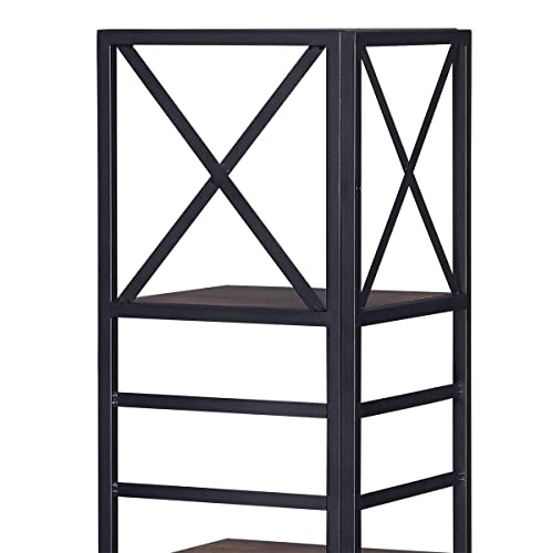 HOMISSUE 6 Tier Industrial Corner Shelf Unit, Tall Bookcase Storage Display Rack for Home Office, Rustic Brown