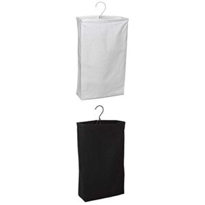 household essentials 148 hanging cotton canvas laundry hamper bag | whitewithhousehold essentials 149-1 hanging cotton canvas laundry hamper bag - black