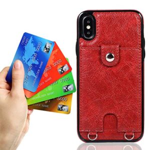 Jaorty PU Leather Wallet Case for Huawei P30 Pro Necklace Lanyard Case Cover with Card Holder Adjustable Detachable Anti-Lost Neck Strap Case for Huawei P30 Pro,Red