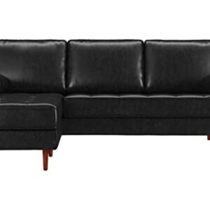 Inmod Ashton Reversible Vintage Leather Sectional, Vintage Black