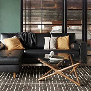 Inmod Ashton Reversible Vintage Leather Sectional, Vintage Black