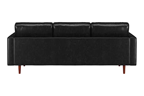 Inmod Ashton Reversible Vintage Leather Sectional, Vintage Black