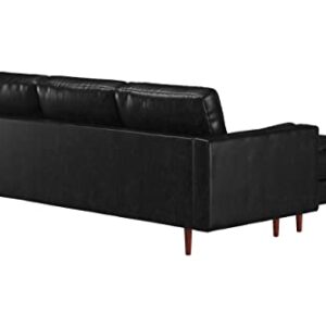 Inmod Ashton Reversible Vintage Leather Sectional, Vintage Black