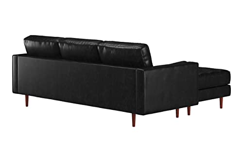 Inmod Ashton Reversible Vintage Leather Sectional, Vintage Black