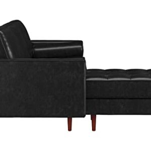 Inmod Ashton Reversible Vintage Leather Sectional, Vintage Black