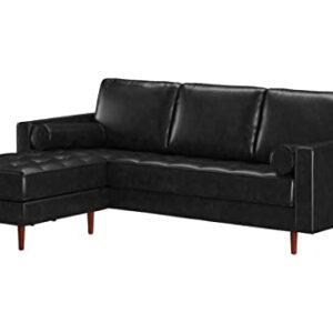 Inmod Ashton Reversible Vintage Leather Sectional, Vintage Black