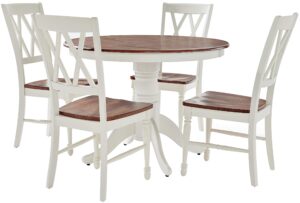 crosley furniture shelby 5 piece round dining set, white