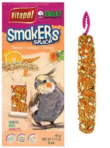 a&e cage co. smakers treat sticks for cockatiel in orange flavor