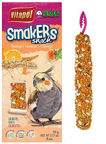 A&E Cage Co. SmaKers Treat Sticks for Cockatiel in Orange Flavor