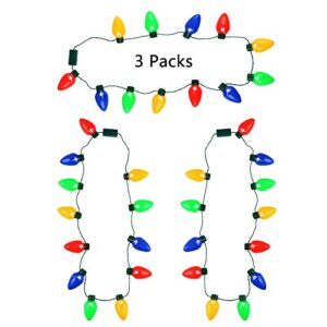 haobaobei christmas light up bulb necklace, led light up party favors decoration supply accessories, festive funny party lights necklace (3 packs)