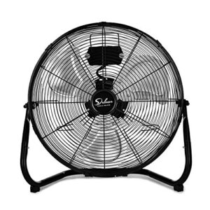 simple deluxe 18 inch 3-speed high velocity heavy duty metal industrial floor fans oscillating quiet for home commercial, residential, and greenhouse use, outdoor/indoor, black