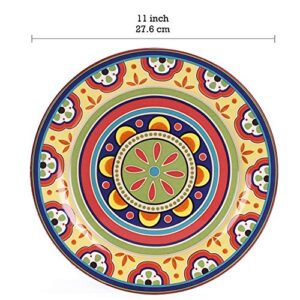 Bico Tunisian Ceramic Dinner Plates Set of 4, Microwave & Dishwasher Safe, Set of 4, 11 inch, for Pasta, Salad, Maincourse