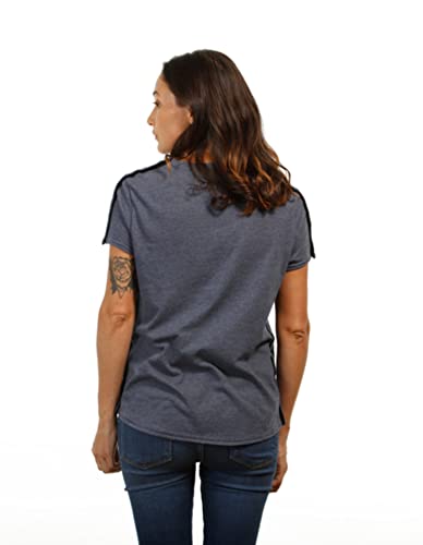 MAI Post Shoulder Surgery Shirts Premium | Easy Snaps on Shirt Sides and Full Arm Opening | Women Short Sleeve Shirt | Chemo Clothing | Soft Fabric | Dialysis Clothing Heather Blue | Adaptive Clothing