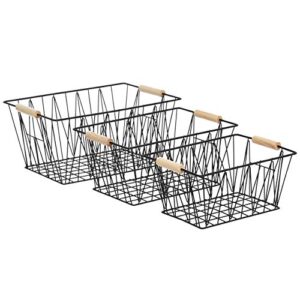 amazon basics wire rectangular storage baskets, large, set of 3, black