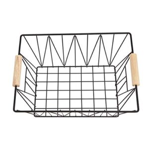 Amazon Basics Wire Rectangular Storage Baskets, Large, Set of 3, Black