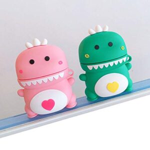 ur sunshine airpods case, super cute funny baby dinosaur shape soft silicone case cover protective skin for apple airpods1&2-green