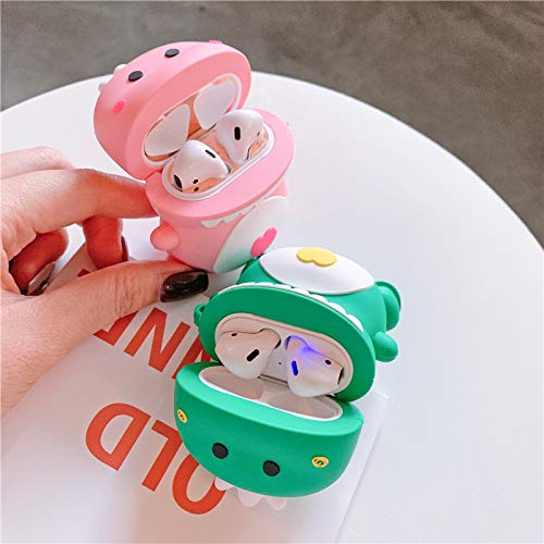 UR Sunshine AirPods Case, Super Cute Funny Baby Dinosaur Shape Soft Silicone Case Cover Protective Skin for Apple AirPods1&2-Green