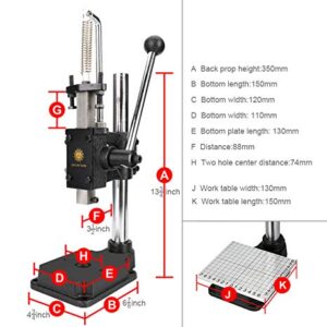 Leather Hole Puncher Hand Punching Machine Manual Press Puncher Punch Tools for DIY Leather Craft Punching Holes (with Chuck, PP Plate and Aluminum Plate) (Style D)