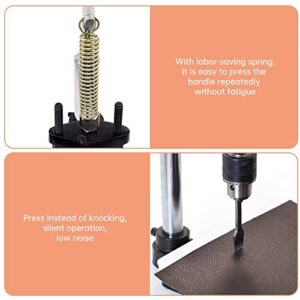 Leather Hole Puncher Hand Punching Machine Manual Press Puncher Punch Tools for DIY Leather Craft Punching Holes (with Chuck, PP Plate and Aluminum Plate) (Style D)