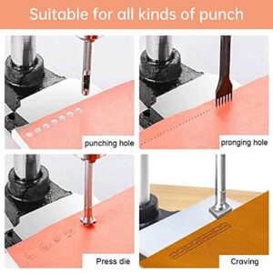 Leather Hole Puncher Hand Punching Machine Manual Press Puncher Punch Tools for DIY Leather Craft Punching Holes (with Chuck, PP Plate and Aluminum Plate) (Style D)