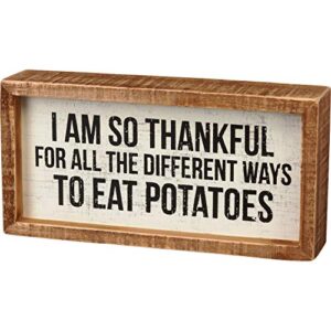 primitives by kathy eat potatoes inset sign, wooden