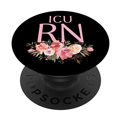 ICU Registered Nurse Pink Peach Flowers PopSockets PopGrip: Swappable Grip for Phones & Tablets