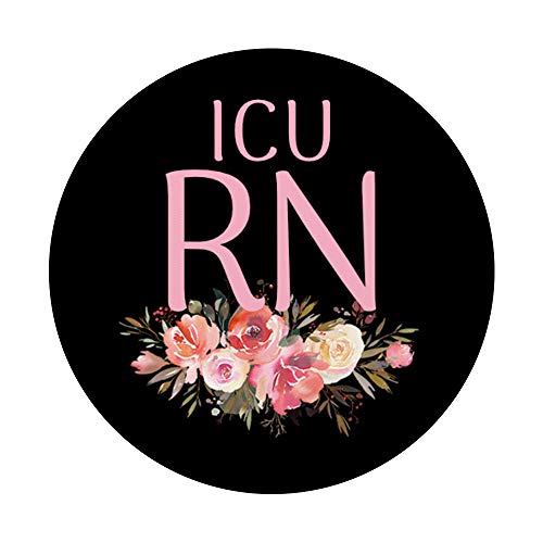 ICU Registered Nurse Pink Peach Flowers PopSockets PopGrip: Swappable Grip for Phones & Tablets