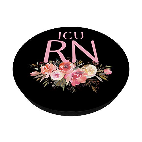 ICU Registered Nurse Pink Peach Flowers PopSockets PopGrip: Swappable Grip for Phones & Tablets