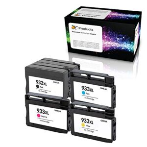 ocproducts refilled ink cartridge replacement 5 pack for hp 932xl 933xl for hp officejet 6100 6600 6700 7110 7610 7612 (2 black 1 cyan 1 magenta 1 yellow)